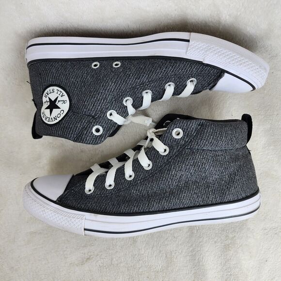 Converse All Star Mid Top Grey Canvas Lace Up Skate Shoes Size Mens 8 Women 10 - Picture 6 of 15